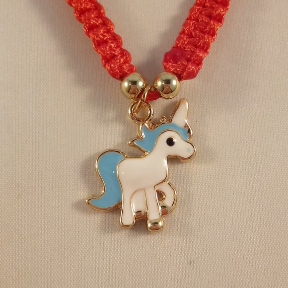 Blue Unicorn Gold Charm Red Rope Bracelet Party Gift - Picture 2 of 5